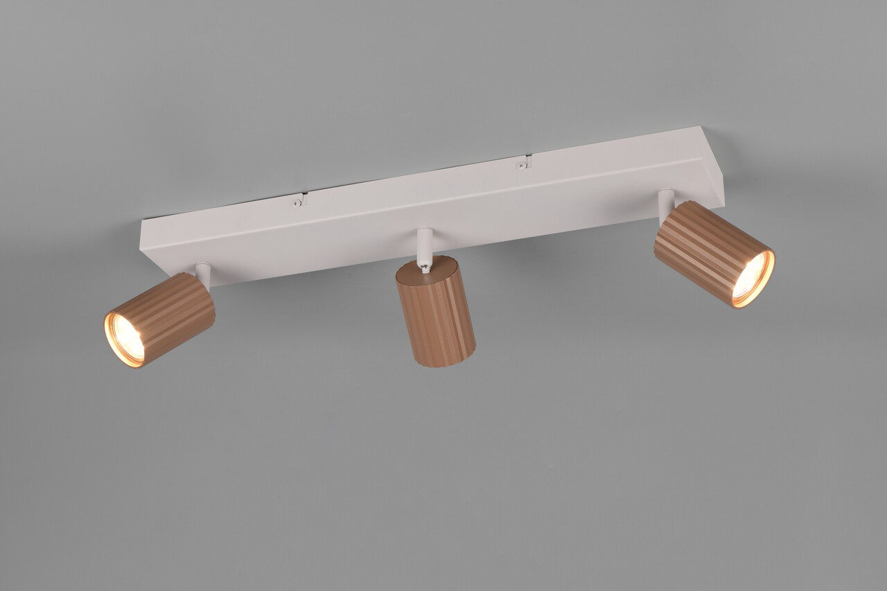 Plafoniera Soka, TRIO, 50x9x14.5 cm, 10W, 3x GU10, metal, gri/maro - imagine 5